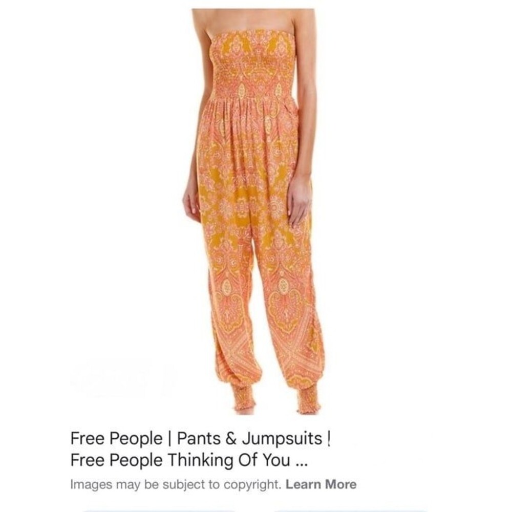 Free People Thinking of You Strapless Smocked Jumpsuit